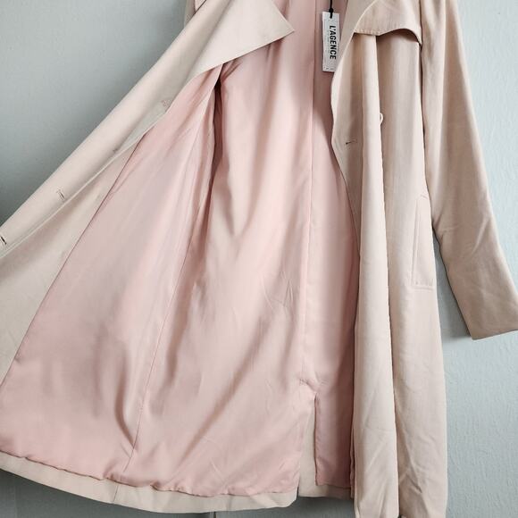 NWT L'Agence Elise Belted Trench Coat Dress - Sandwashed Petal Pink - Size XS - Picture 11 of 14